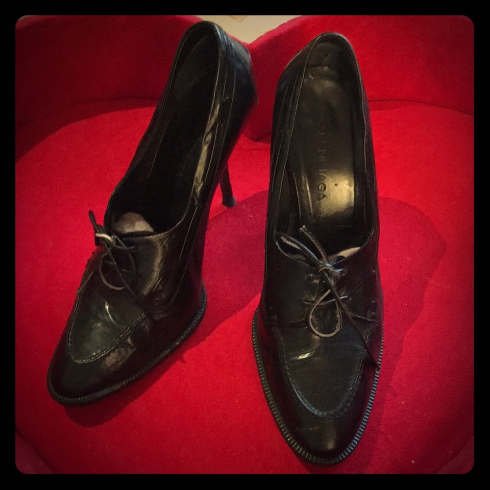 Balenciaga lace up  leather heels, size 39, 9